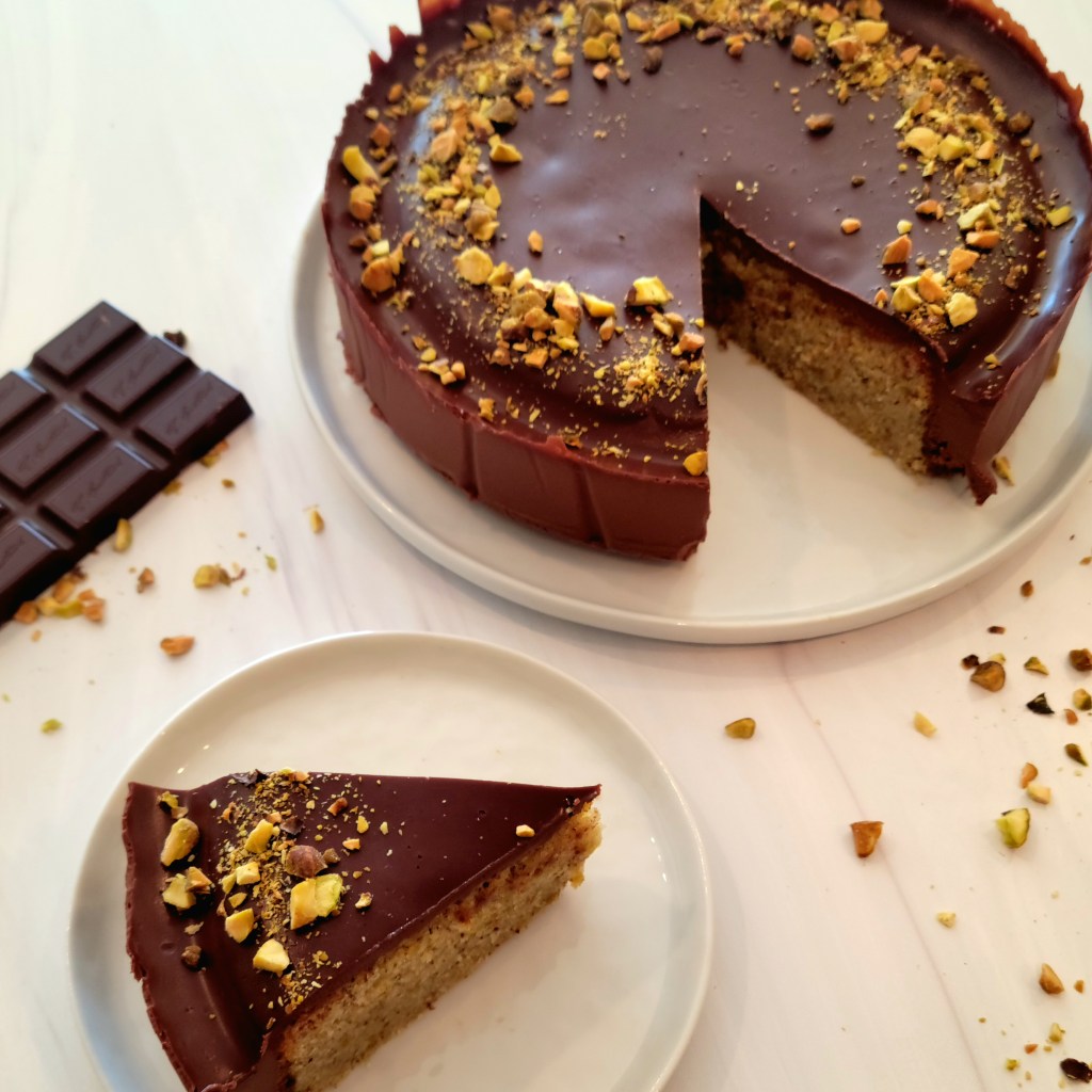 Hazelnut, Almond & Pistachio Fluffy Cake with Chocolate&nbsp;Ganache
